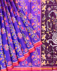 Pink & Purple Fancy Leaves Flower Patola Saree