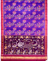 Pink & Purple Fancy Leaves Flower Patola Saree