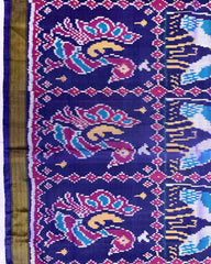 Navy Blue Swan Peacock Design Patola Saree