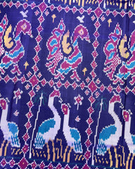 Navy Blue Swan Peacock Design Patola Saree