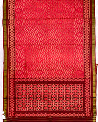 Maroon & Orange Red Bandani Design Patola Saree