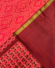 Maroon & Orange Red Bandani Design Patola Saree