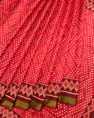 Maroon & Orange Red Bandani Design Patola Saree