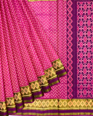 Purple & Pink Zig Zag Lining Patola Saree