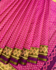 Purple & Pink Zig Zag Lining Patola Saree