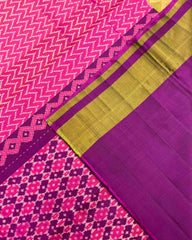 Purple & Pink Zig Zag Lining Patola Saree