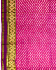 Purple & Pink Zig Zag Lining Patola Saree