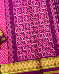 Purple & Pink Zig Zag Lining Patola Saree