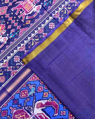 Blue Big Figure Elephant Patola Saree