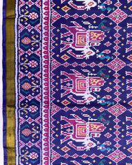 Blue Big Figure Elephant Patola Saree