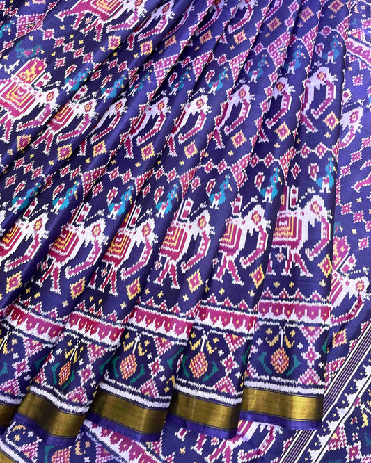 Blue Big Figure Elephant Patola Saree