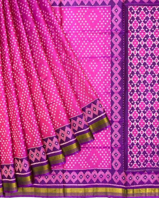 Purple & Pink Bandani Design Patola Saree