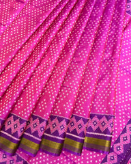 Purple & Pink Bandani Design Patola Saree