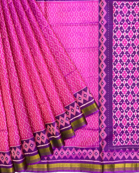 Purple & Pink Booty Design Patola Saree