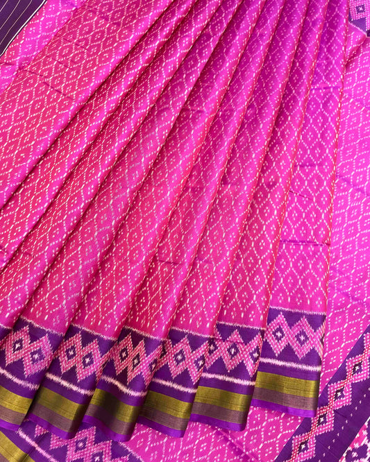 Purple & Pink Booty Design Patola Saree