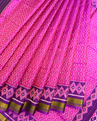 Purple & Pink Booty Design Patola Saree