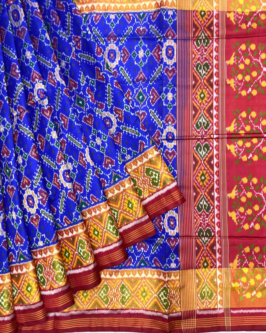 Red & Blue Manekchowk Patola Saree