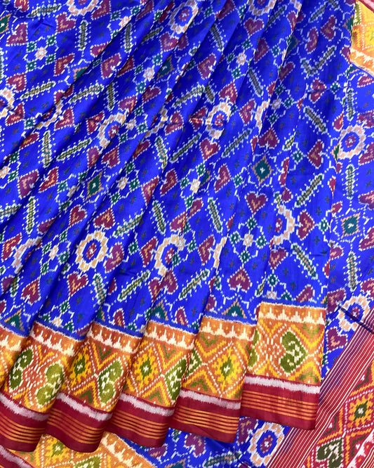 Red & Blue Manekchowk Patola Saree