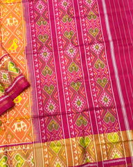 Pink & Golden Narikunj Patola Saree