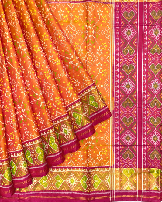 Pink & Golden Navratan Patola Saree