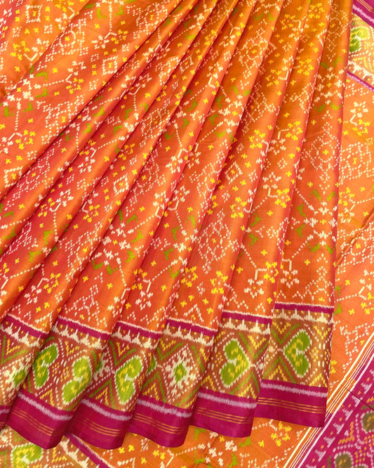 Pink & Golden Navratan Patola Saree