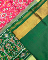 Green & Red Pink Navratan Patola Saree