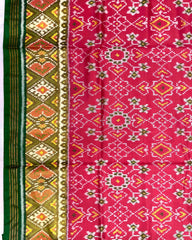 Green & Red Pink Navratan Patola Saree