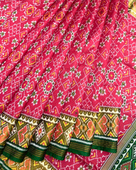 Green & Red Pink Navratan Patola Saree