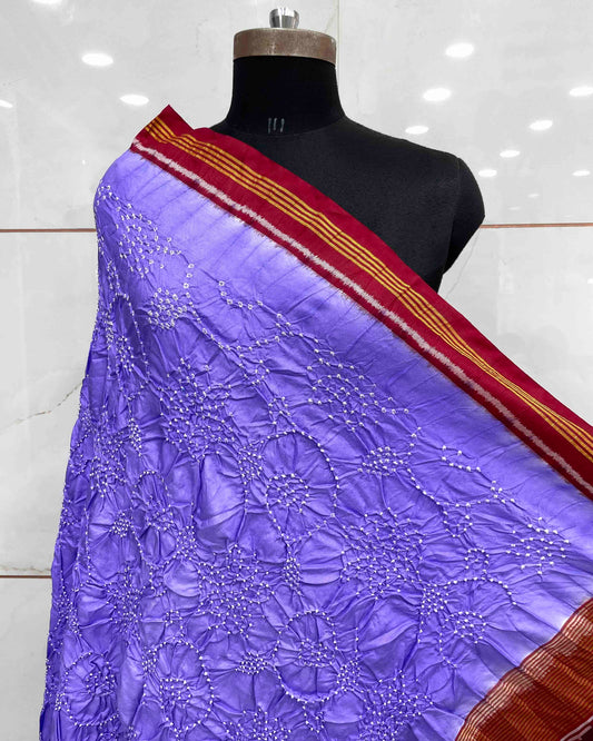 Red & Purple with Flower Pallu Bandhani Patola Dupatta