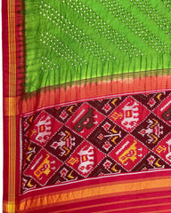 Red & Green with Narikunj Pallu Bandhani Patola Duaptta