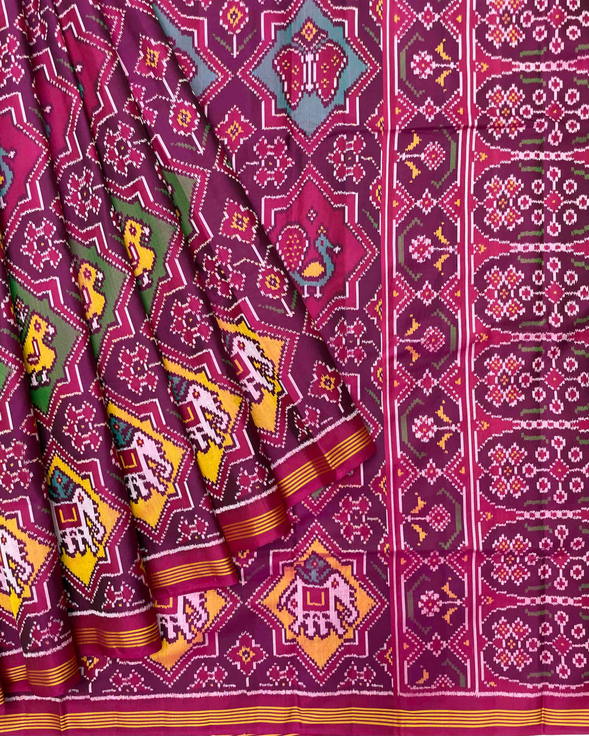 Purple & Multicolour Star Narikunj Design Patola Saree