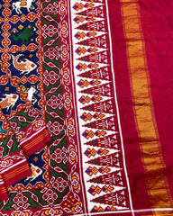 Red & Blue Narikunj Patola Saree