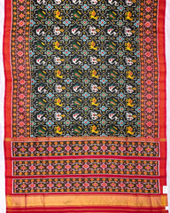 Red & Black Star Narikunj Twill Patola Saree