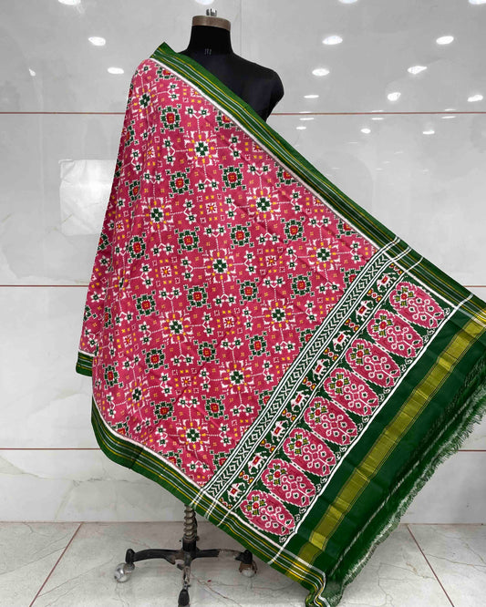 Red & Carrot Pink Navratan Patola Dupatta