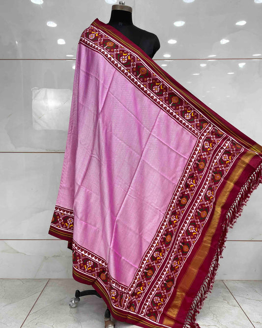 Red & Light Pink Pattern Design Patola Dupatta