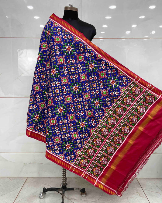 Red & Blue Navratan Patola Dupatta