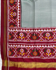 Red & Light Green Pattern Design Patola Dupatta