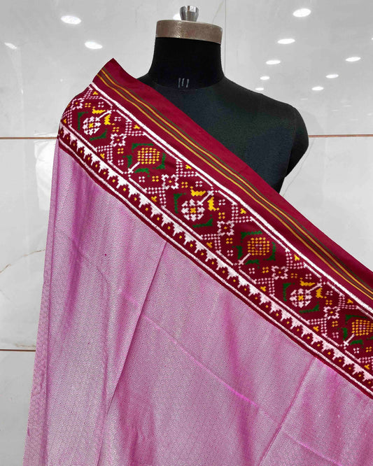 Red & Light Pink Pattern Design Patola Dupatta