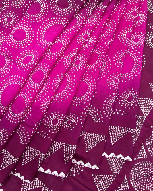 Purple & Pink Chiniya Bandhani Saree