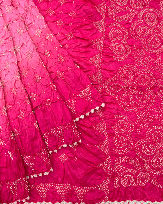 Pink Shaded Chiniya Bandhani Saree