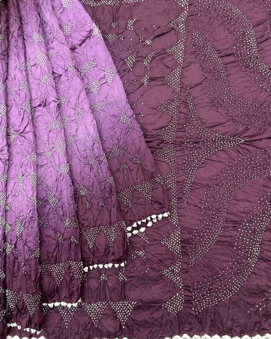 Purple Shaded Chiniya Bandhani Saree