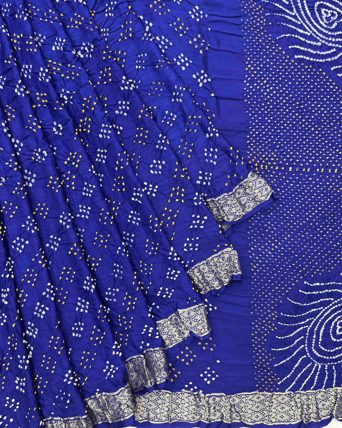 Blue Gajji Silk Bandhani Saree