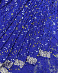 Blue Gajji Silk Bandhani Saree