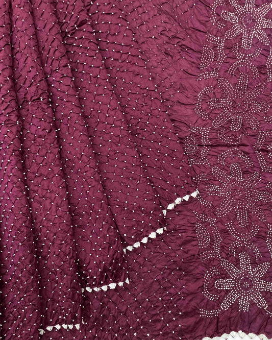 Dark Pink Chiniya Bandhani Saree