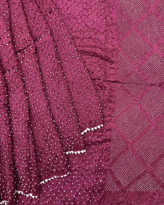 Dark Pink Chiniya Bandhani Saree