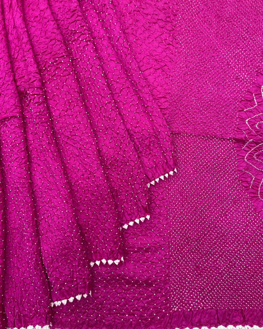 Pink Chiniya Bandhani Saree