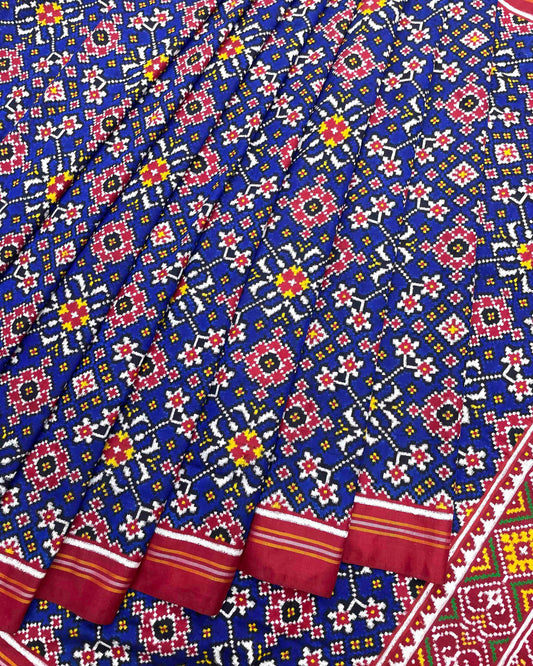 Red & Blue Navratan Patola Saree