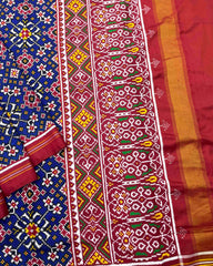 Red & Blue Navratan Patola Saree