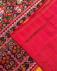 Red Small Figure Narikunj Twill Patola Saree