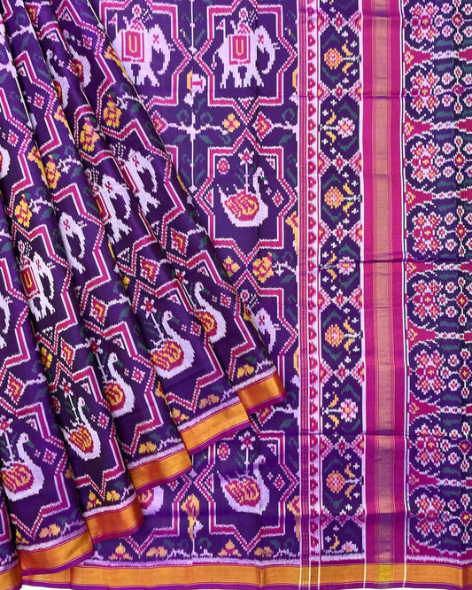 Pink & Purple Star Narikunj Figure Patola Saree